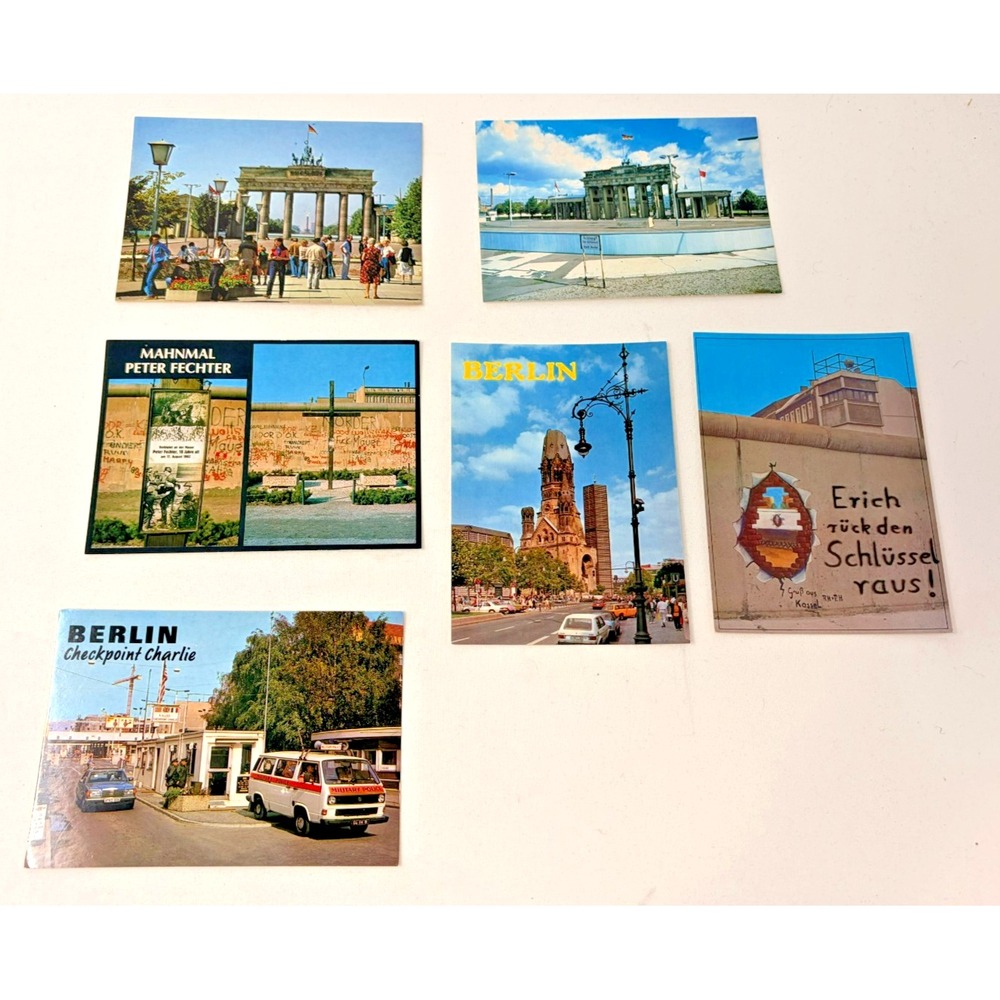 VTG Berlin Germany Postcards Lot of 6 Brandenburg Gate Checkpoint Charlie Wall